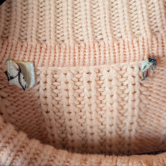 VTG 80s Pastel Creamsicle Cable Knit Mock Neck Sweater Large - Picture 5 of 8